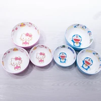 kawaii sanrio childrens cutlery hello kitty doraemon tableware cartoon child cute drop bowl anti scald soup bowl rice bowl