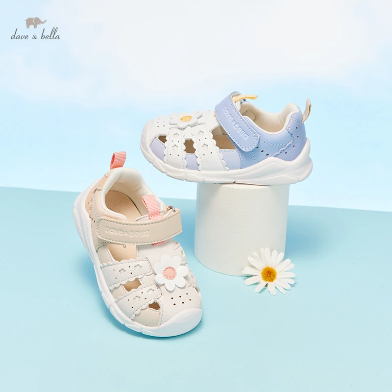 DB2222044-Zapatos con apliques florales para niñas, calzado de marca, a la moda, de verano