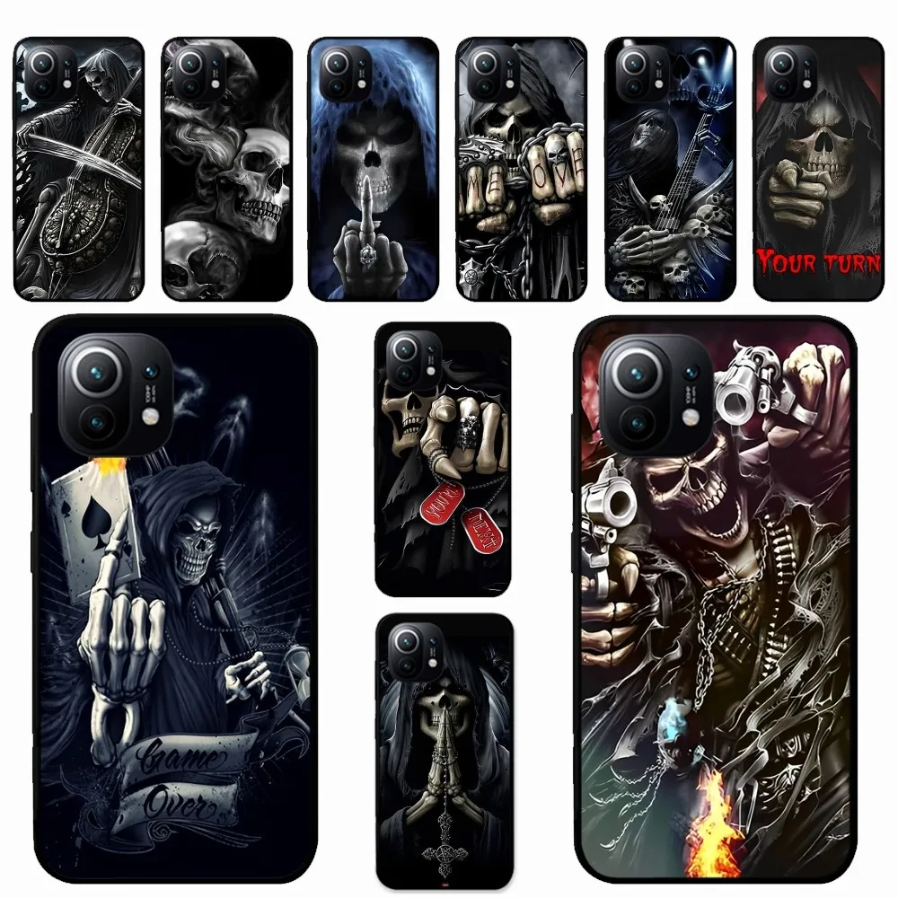 

Grim Reaper Skull Skeleton Phone Case For Xiaomi Mi 5X 8 9 10 11 12 lite pro 10T PocoX3pro PocoM3 Note 10 pro lite
