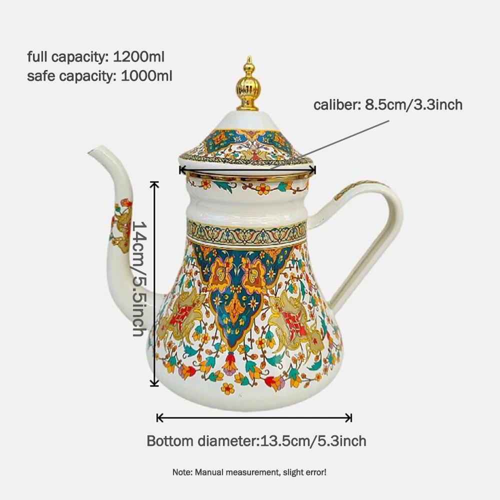 Эмалированный чайник для молока в этническом стиле подарочный ситечко кофейника