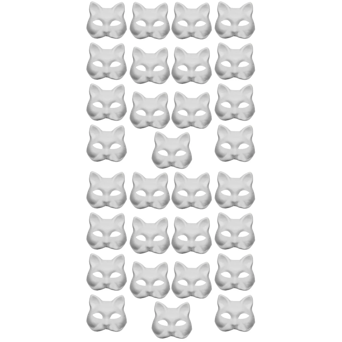 

30 Pcs Pulp Blank Mask Face White DIY Masquerade Sheet Cosplay Accessories Party Plain Half Child