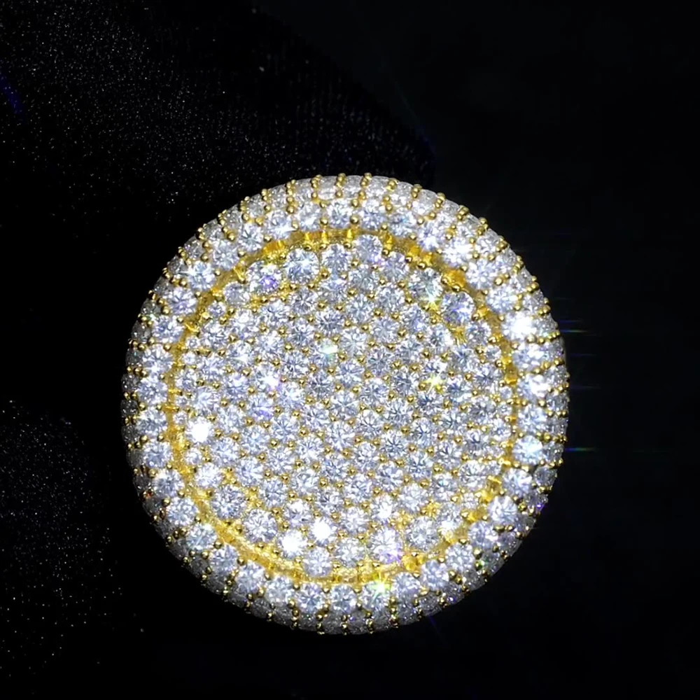 Bling Round S925 Moissanite Iced Out Rings For Women Silver Wedding Ring Finger Jewelry Men Pass Tester Free Shipping