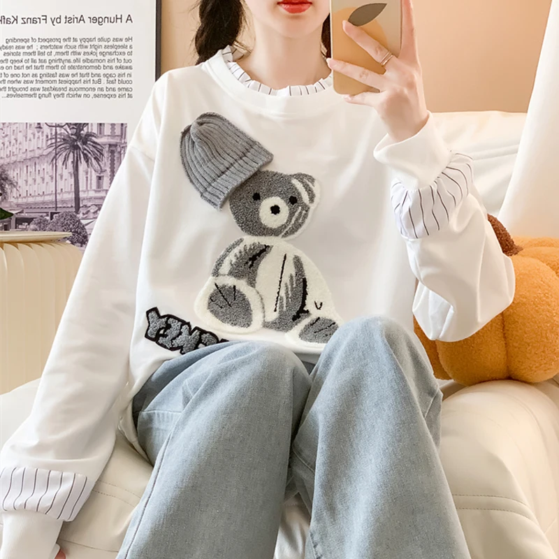 

Casual loose full Sleeve hoodies and denim wide leg pants Two Piece Sets harajuku 2 Piece Set womens outfits cotton Sportswear