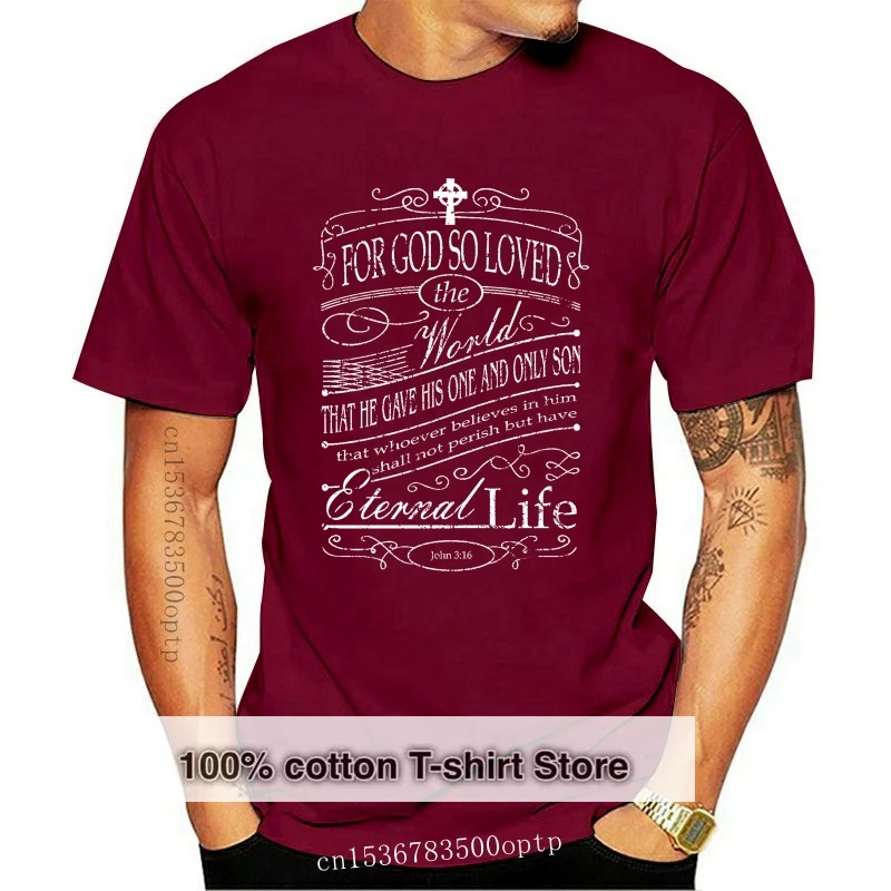 

John 3 : 16 Bible Men's T shirt Top Tee 100% Cotton Humor Men Crewneck Tee Shirts