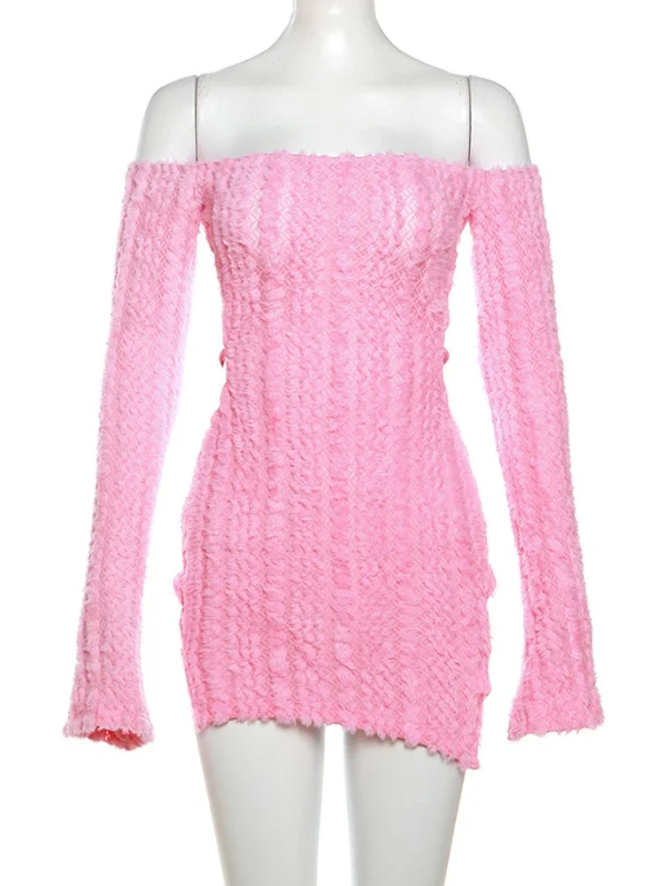 Leosoxs вязаное элегантное платье с разрезом на шее женское сексуальное трендовое