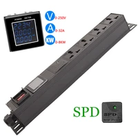 pdu cabinet socket with digital display meter 3500w spd surge protection module 2 10 outlets extension socket