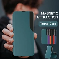 smart magnetic leather stand flip case for samsung galaxy s20 s21 fe s22 ultra s10 plus note 20 10 9 8 a53 a52 a72 phone cover