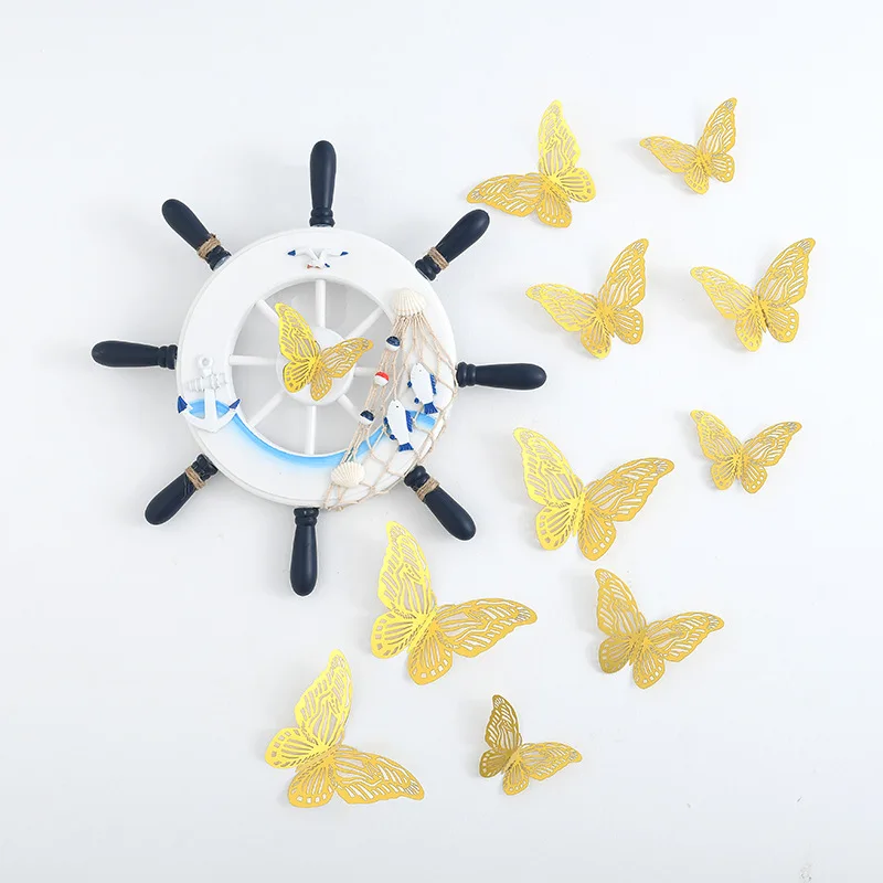 

12pcs Gold/Silver Butterfly Wall Sticker Home Decoration Metal Texture Beautiful Butterfly Wall Art Stickers DIY Weeding Craft
