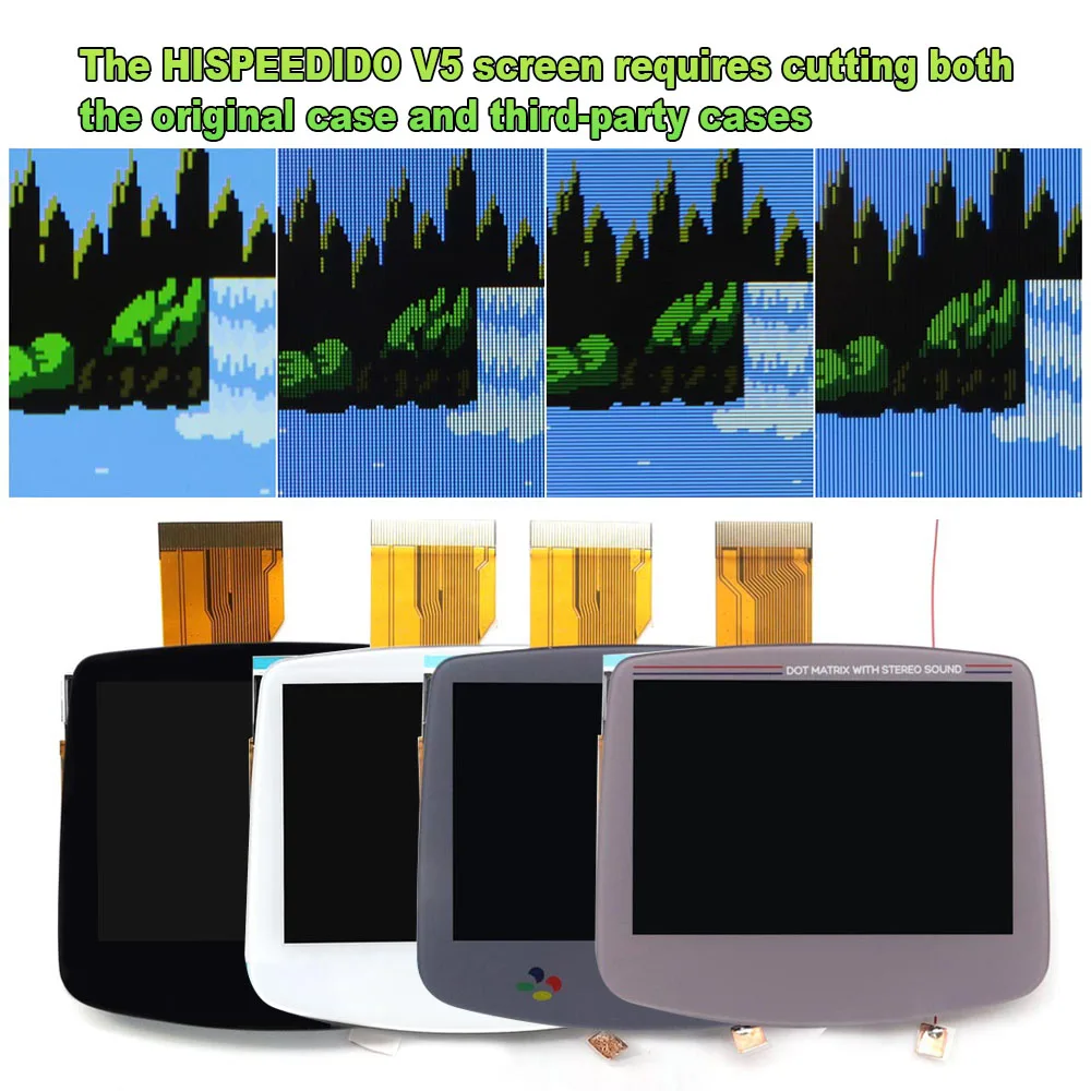 Фото HISPEEDIDO 720x480 IPS-экран с разрешением 720x480 для GBA V5, ламинированный LCD-дисплей, белый, черный, серый, комплекты без необходимости пайки, для Game Boy Advance №1