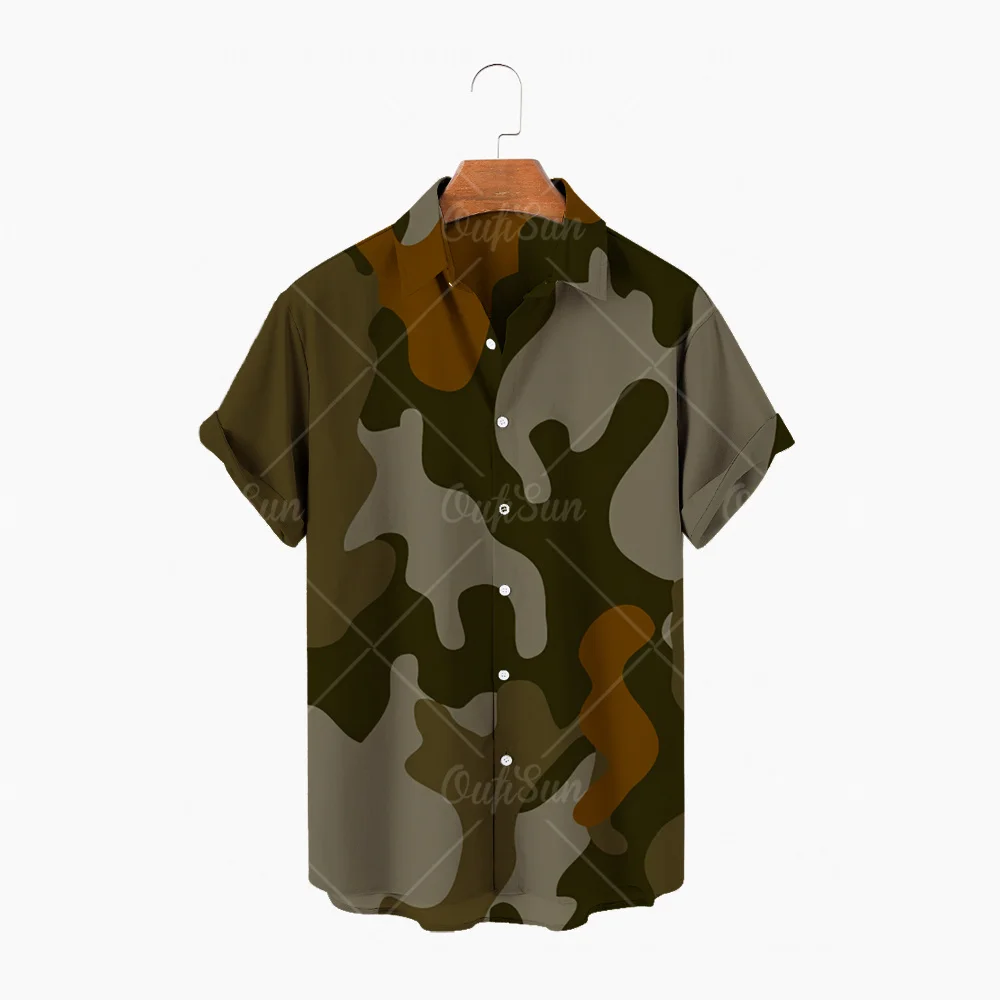

Summer men's beach shirt camouflage print short-sleeved lapel collar button casual Hawaiian shirt men 2021 streetwear S-5XL