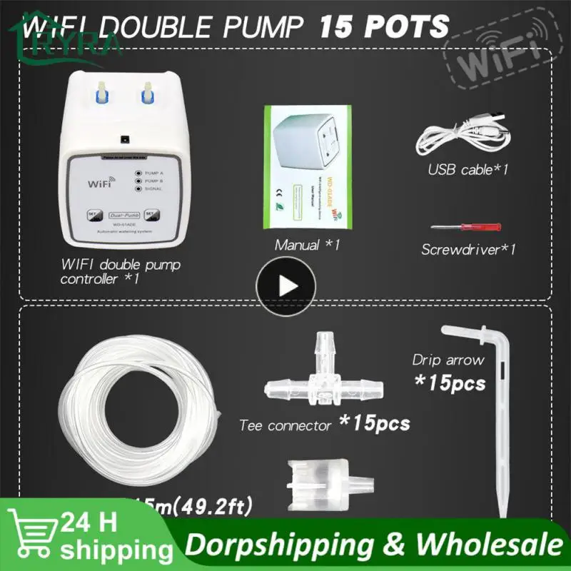 Remote Control Drip Irrigation System Double Pump Garden Wifi Control Watering Device For Garden Plant Flower Usb Power Timers