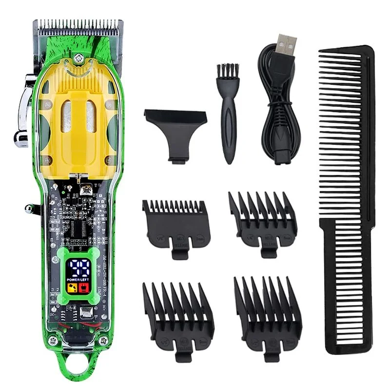 

Haircut kit for professional barbers., USB Rechargeable Beard Trimmer Salon Kit with Adjustable Clear Case Smart LED Display