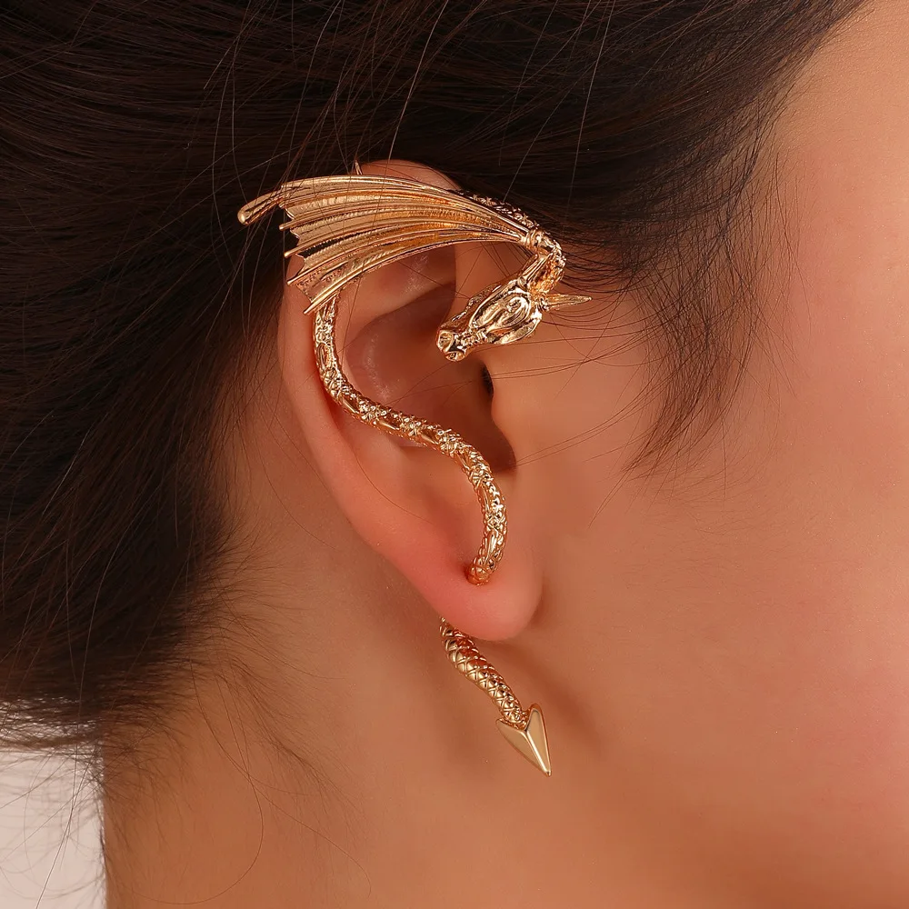 

Aporola Punk Flying Dragon Earbone Clip Earrings Retro Exaggerated Dragon Ear Hanging Earrings Do Old Jewelry 1 Piece