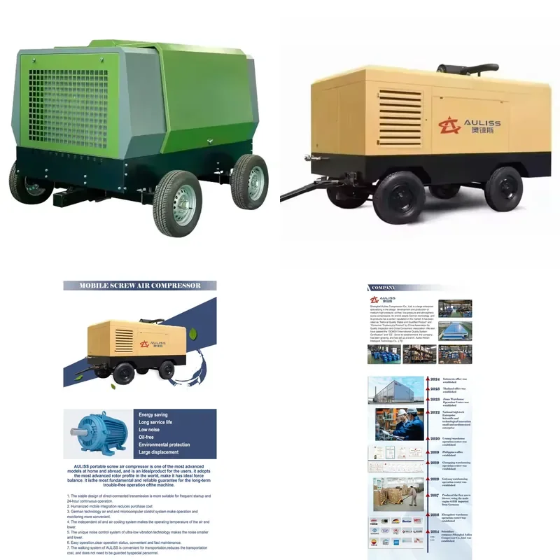 Фото Портативный винтовой воздушный компрессор Auliss 4x4 с прямым приводом, 7,5-31 м³/мин, 37 кВт, 18 бар, 8-25 бар, питание от сети переменного тока, 11 кВт №1