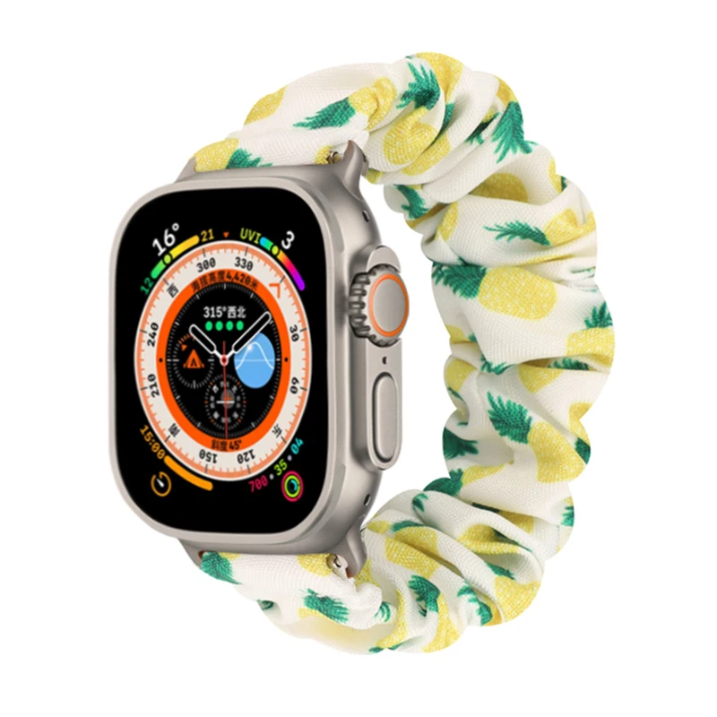 Scrunchie Strap for Apple watch band 44mm 40mm 38mm 42mm 45mm 41mm Solo Loop Soft Women bracelet for iWatch series 7 6 SE 5 4 3