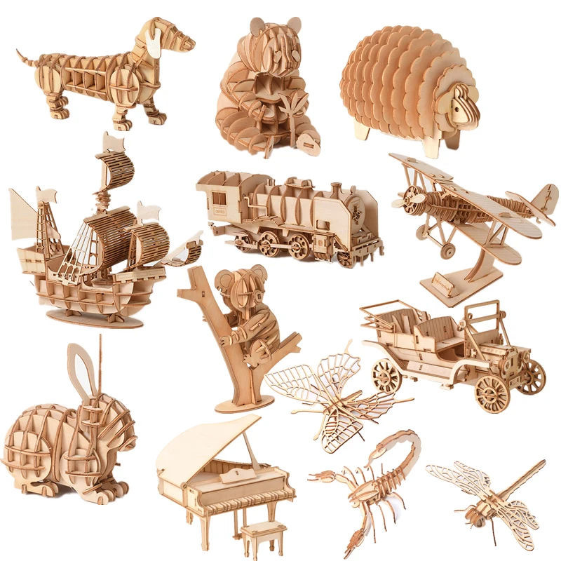 

3D Wooden Insect Puzzle Animal Skeleton Assembly Model Puzzle DIY Wooden Crafts 3D Puzzle Toys Gifts for Kids Adults Teens