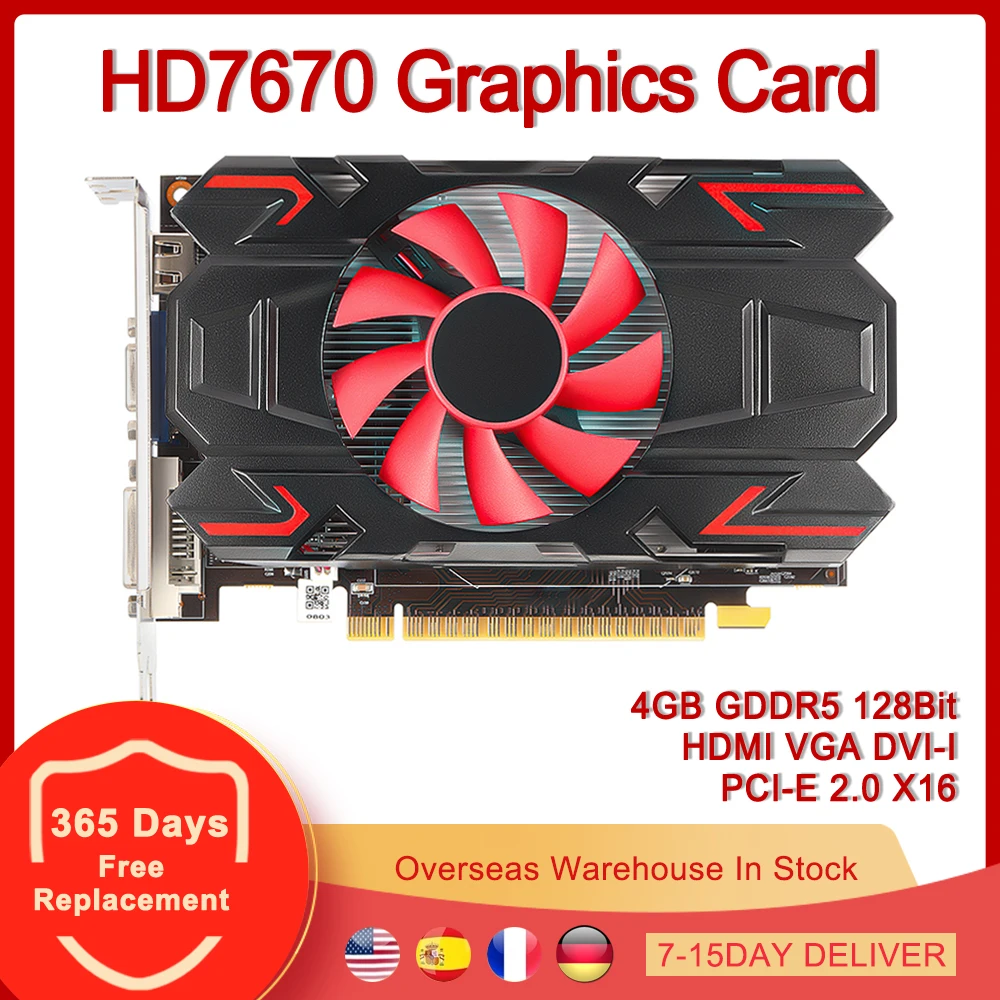 Видеокарта HD7670 2 0 бит 4 Гб GDDR5 HDMI-совместимость VGA DVI-I PCI-E 7670 X16 видеокарты для AMD Radeon