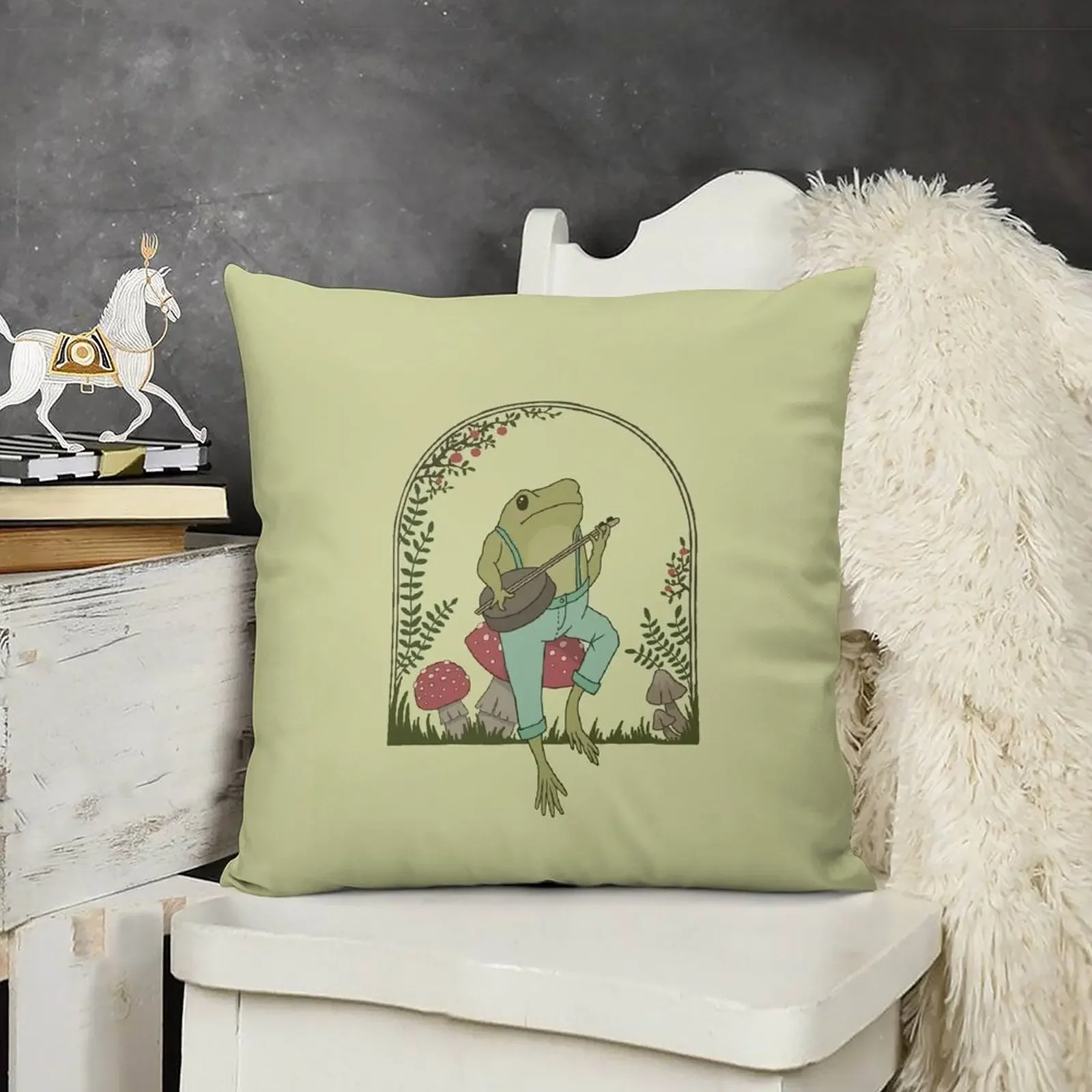 Наволочка с принтом &quotЭстетическая лягушка Cottagecore&quot