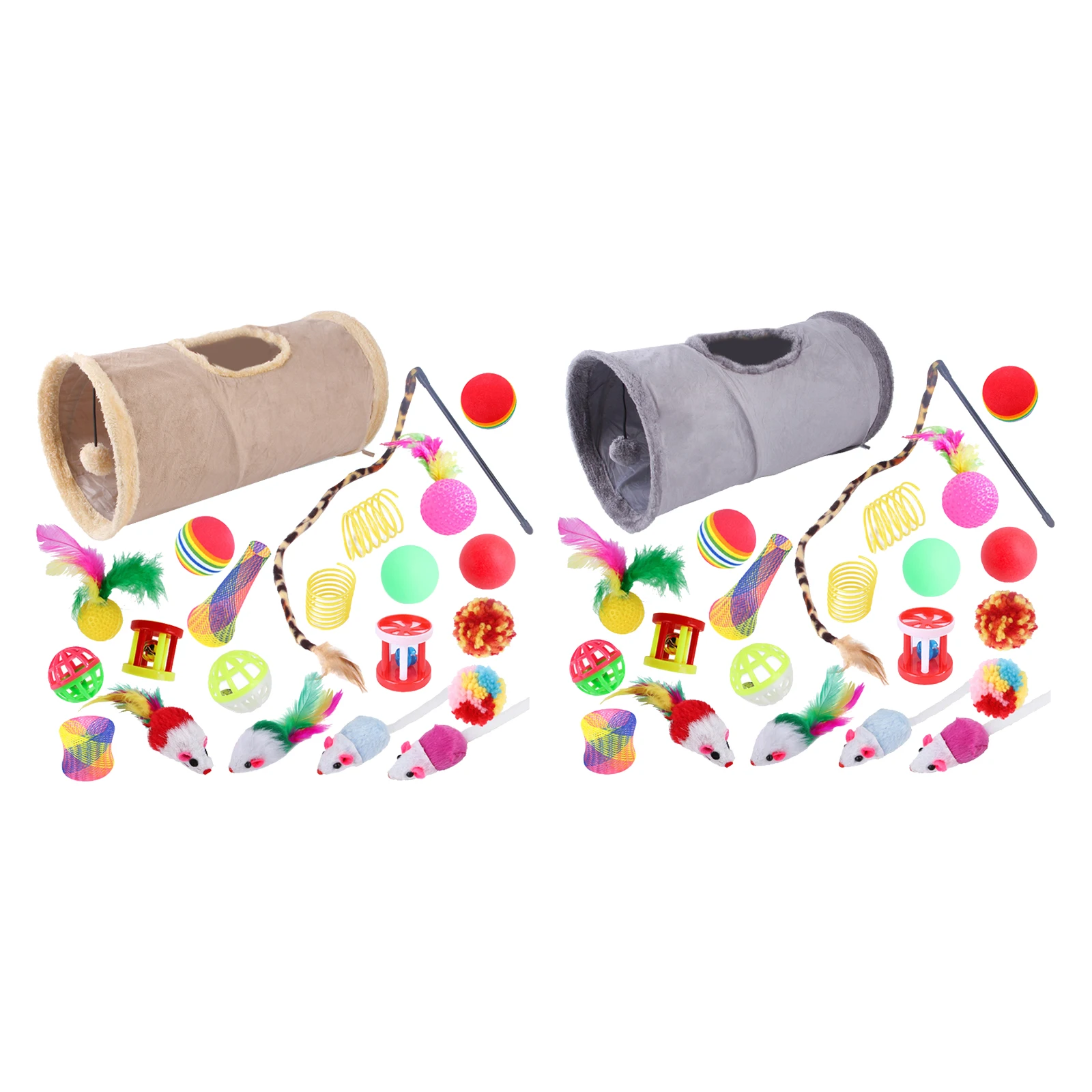 

22-30x Cat Toys Kitten Toys Tunnel Assorted Interactive Bells Toy Set for Cat Puppy Kitty Training Pet Playing Entertainment Toy