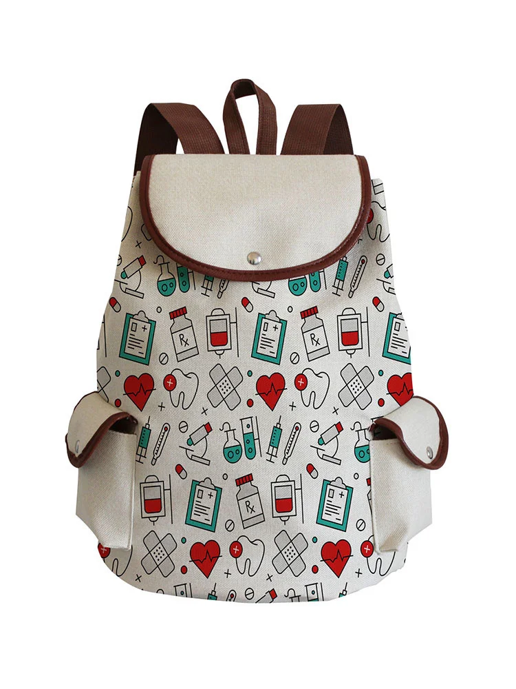 

New Nurse Printed Outdoors Packs Adult All-Match Softback Bag Practical Large Men's Work Computer Backpack Cheap Women's Bag