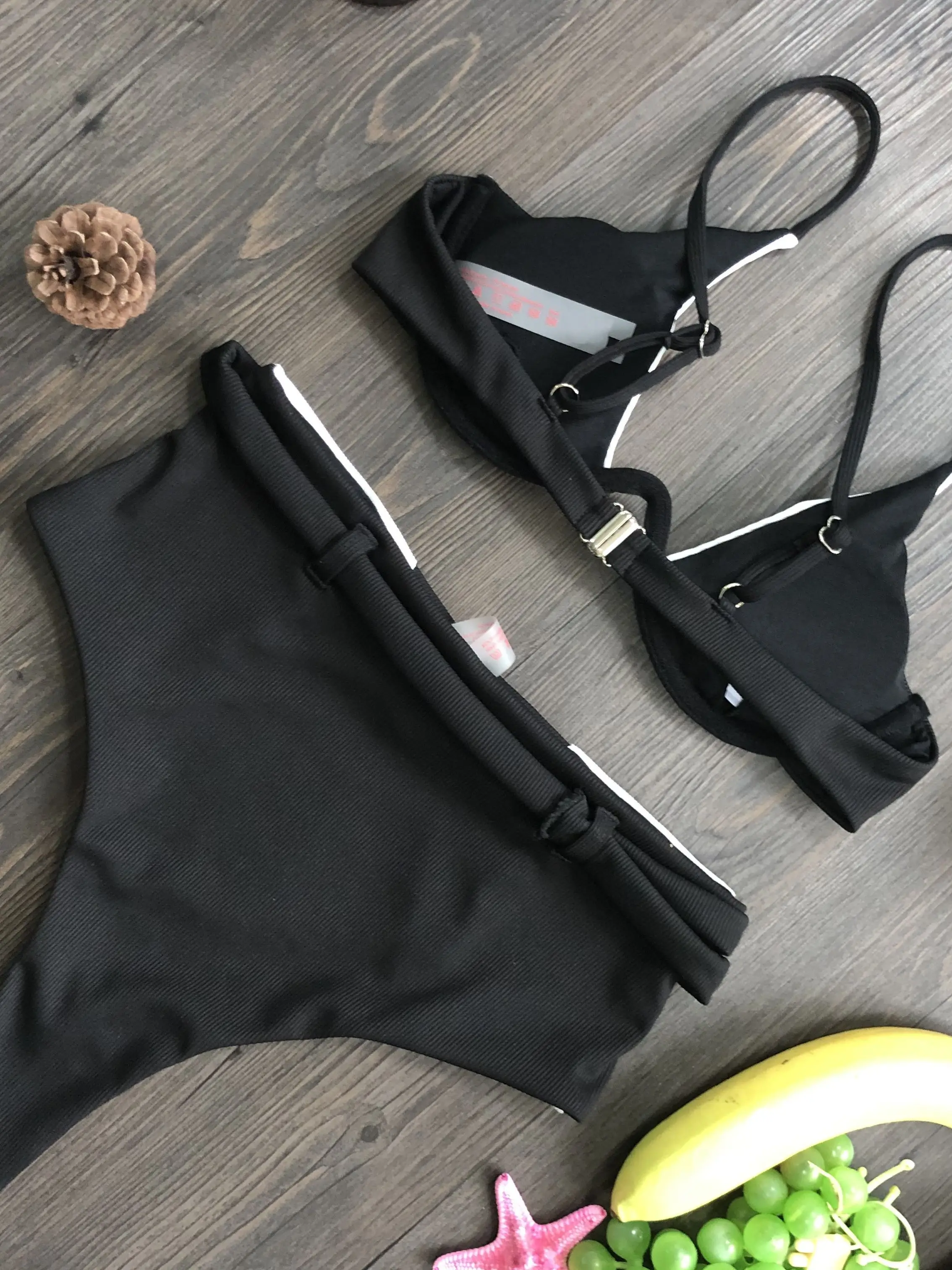 Бикини женское с высокой талией и V-образным вырезом цветочным принтом