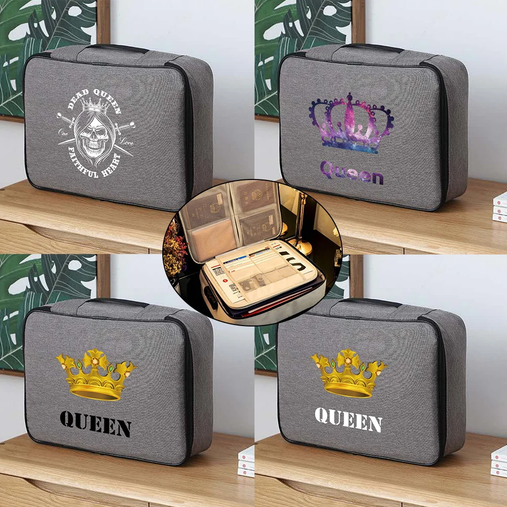 Document Storage Bag Files Organizer Folder Ticket Credit Card Certificates Handbag Travel Office Organizer King Pattern
