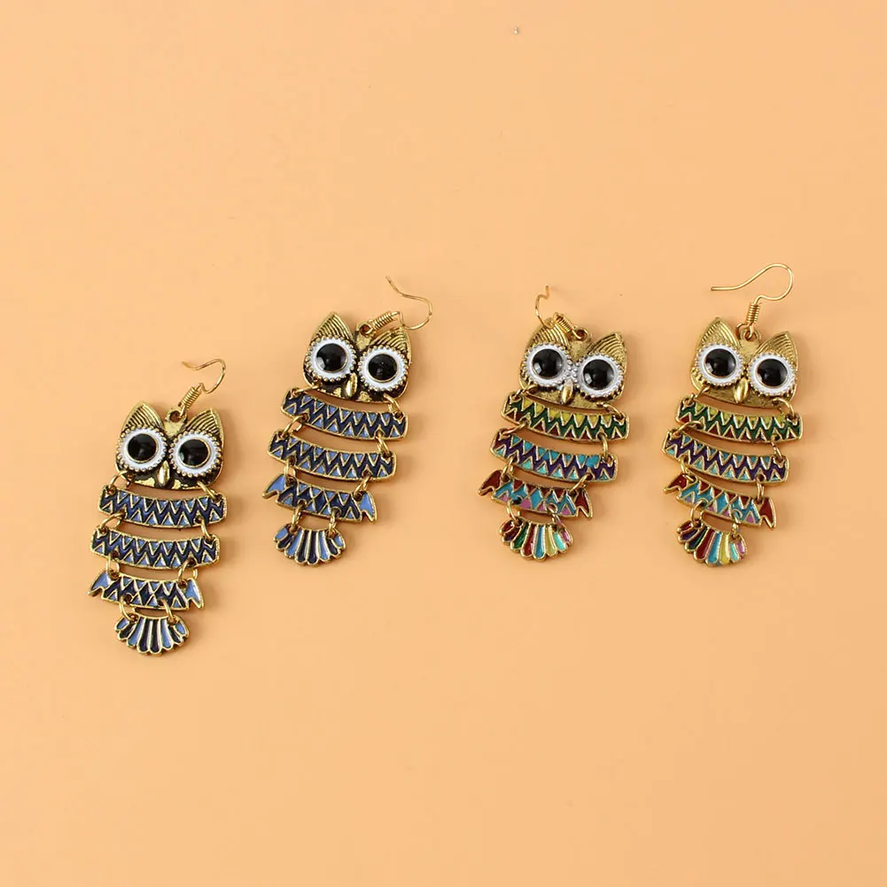

New Colorful Long Pendant Earring Women Za Wholesale Crystal Owl Statement Dangle Earrings Fashion Design Jewelry Accessories