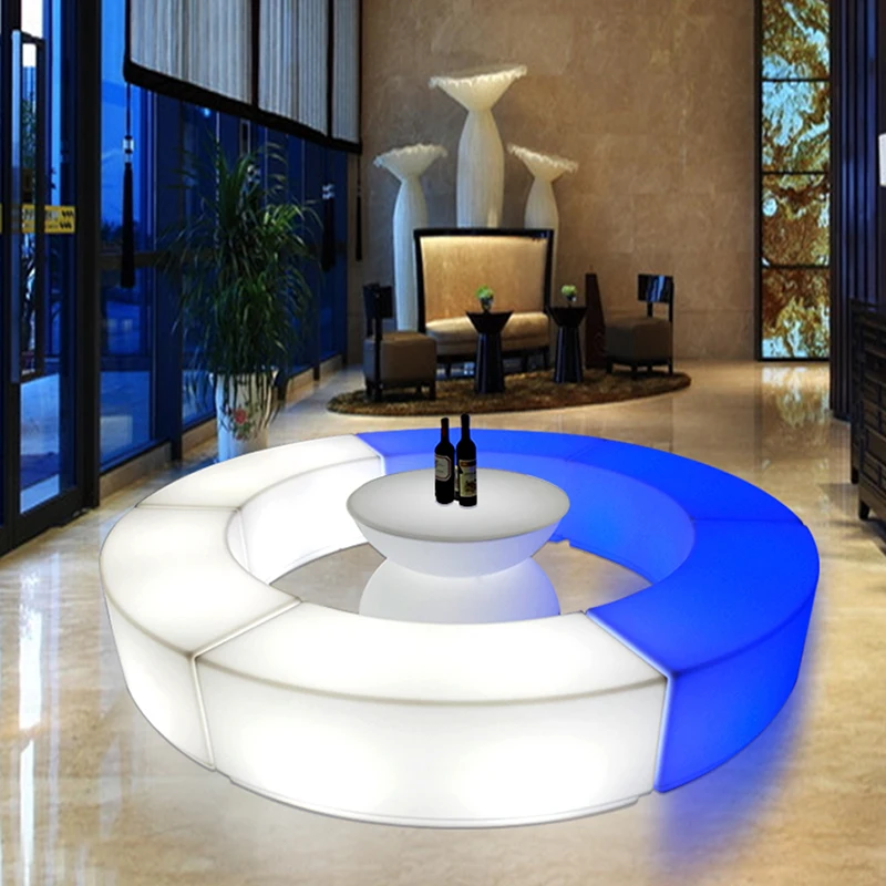Promotion Remote Control Luminous Sofa Arc Bench Outdoor Hall Table and Chair Furniture Tea Combination |