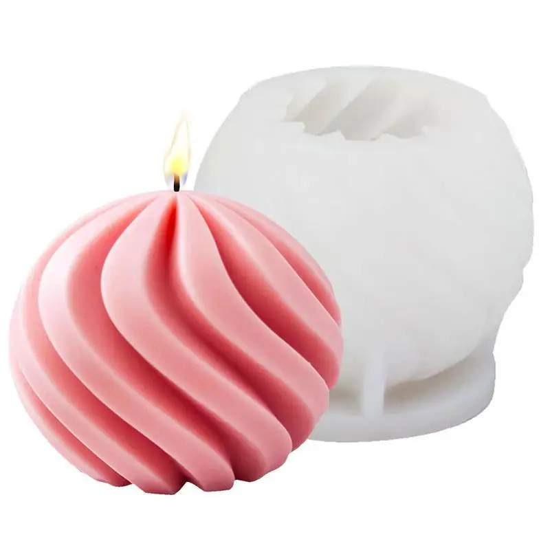 

3D Spiral Scented Candle Silicone Mold Sphere Shape Soap Making Mold Geometric DIY Mold For Chocolate Pudding Jelly Muffin Cups