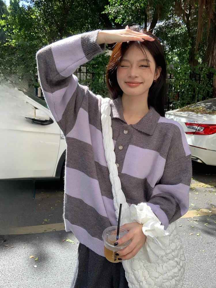 Song Zhengen свободный свитер соответствующего цвета женский осенне-зимний пуловер с