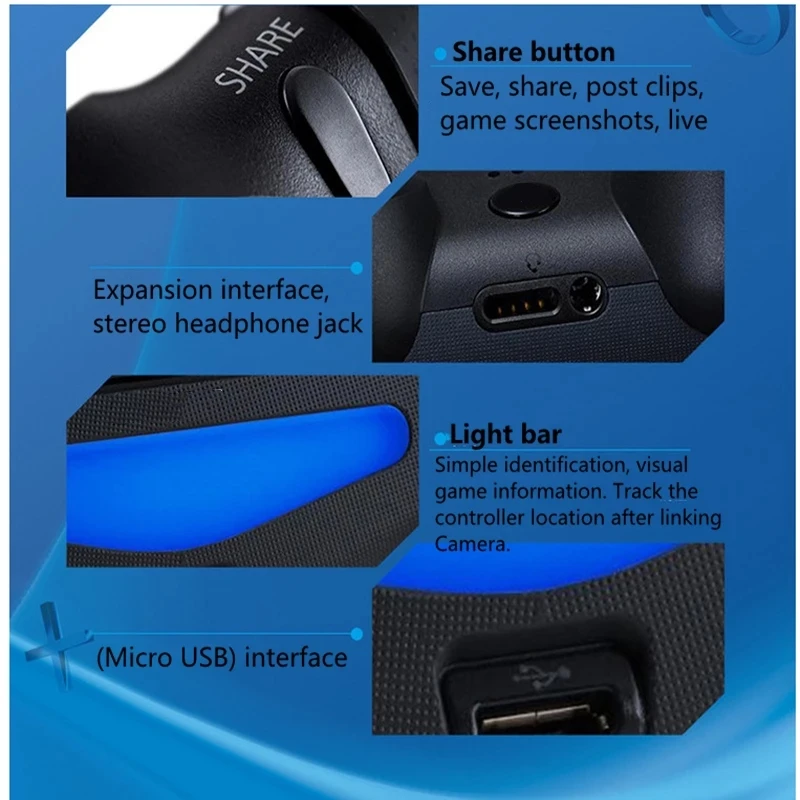 Беспроводной контроллер для PS4, Bluetooth-контроллер подходит для PS4SlimPro геймпад для PS4, 6-осевой джойстик для PS3ПКWindows 789 (art.: 3920bfbad60de) - 3920bfbad60de