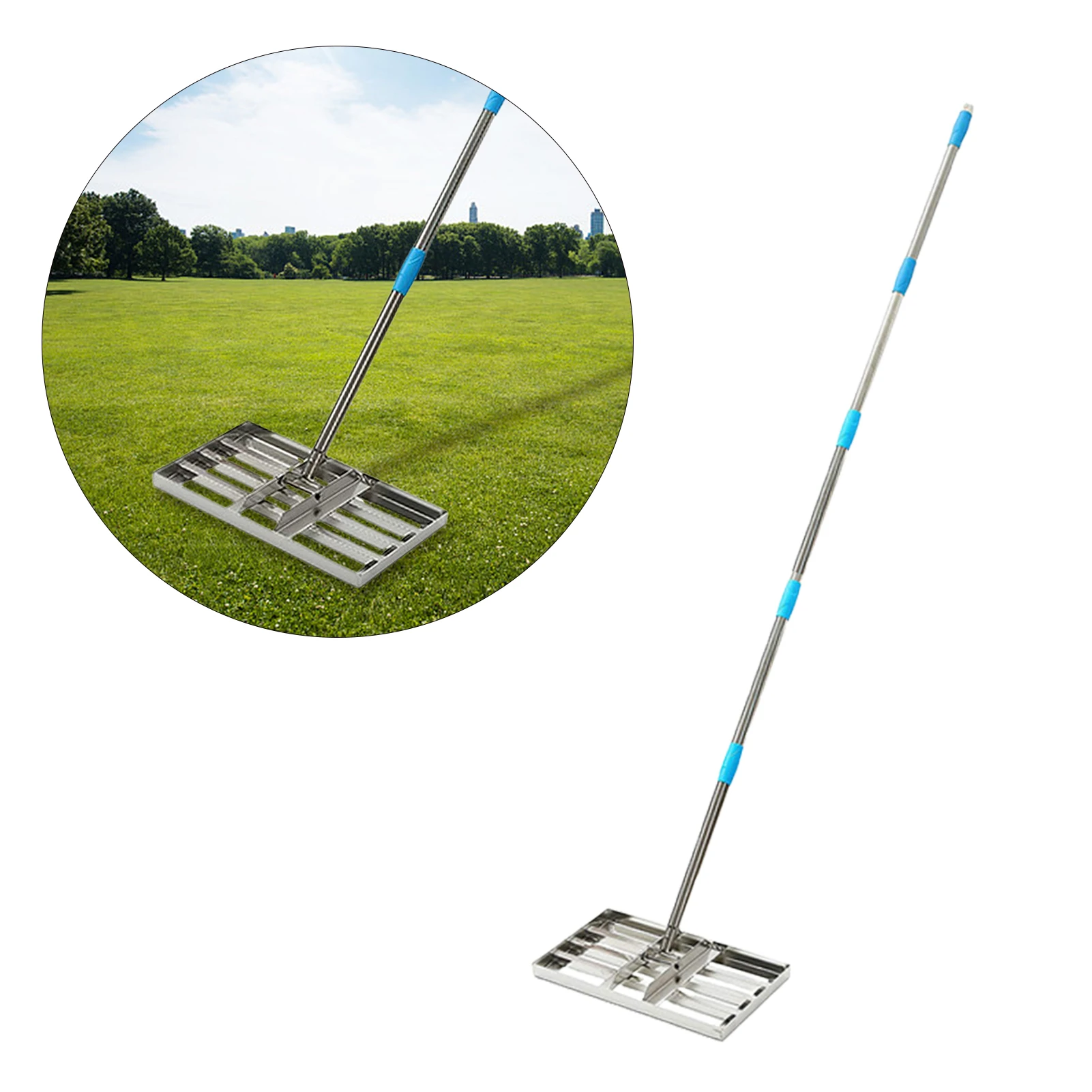Adjustable Lawn Leveling Rake Lawn Leveler Garden Grass Finishing Soil Level Tool With Stainless Steel Pole For Yard Golf-lawn