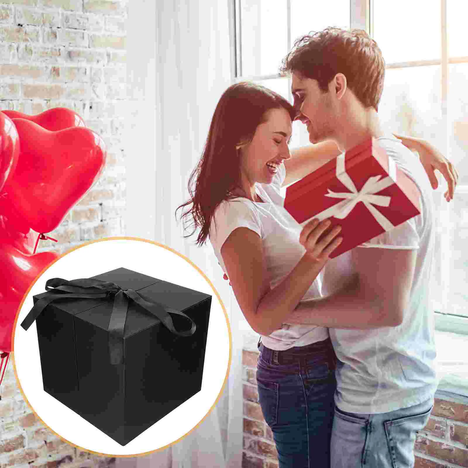 

Box Flower Gift Black Wrapping Container Case Packing Cute Gifts Rose Boutique Empty Trinket Wrap Lid Boxes Decorative White