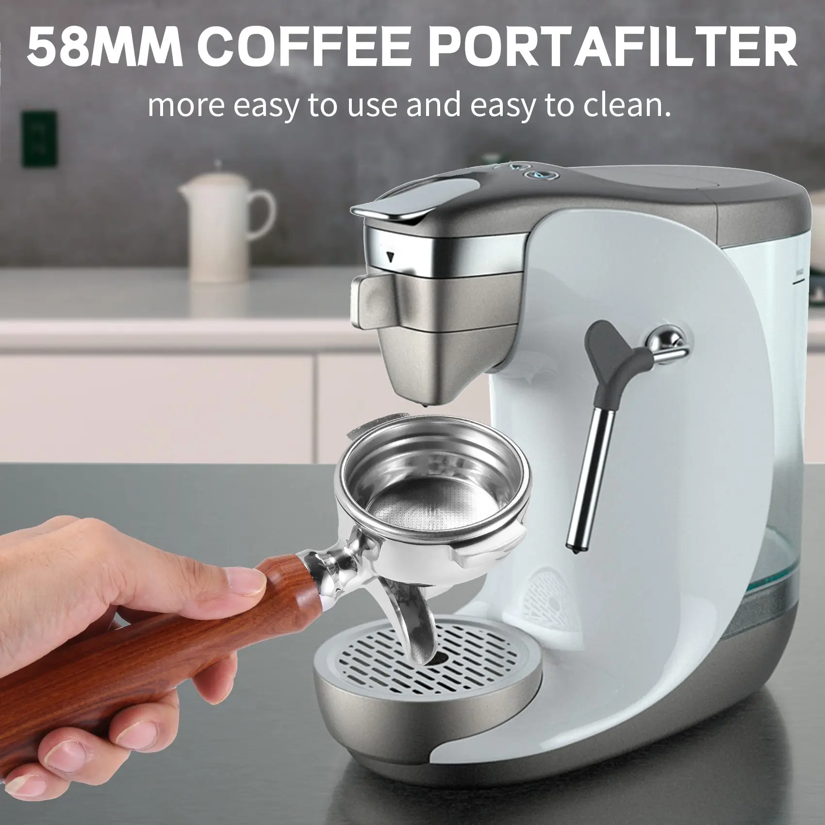 

58MM Stainless Steel Coffee Machine Bottomless Filter Holder Portafilter for Rocket Expobar Double Mouth Universal E61