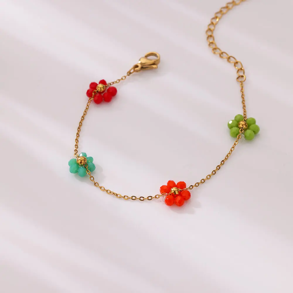 Женские браслеты из бусин и цветов в стиле бохо браслет нержавеющей стали