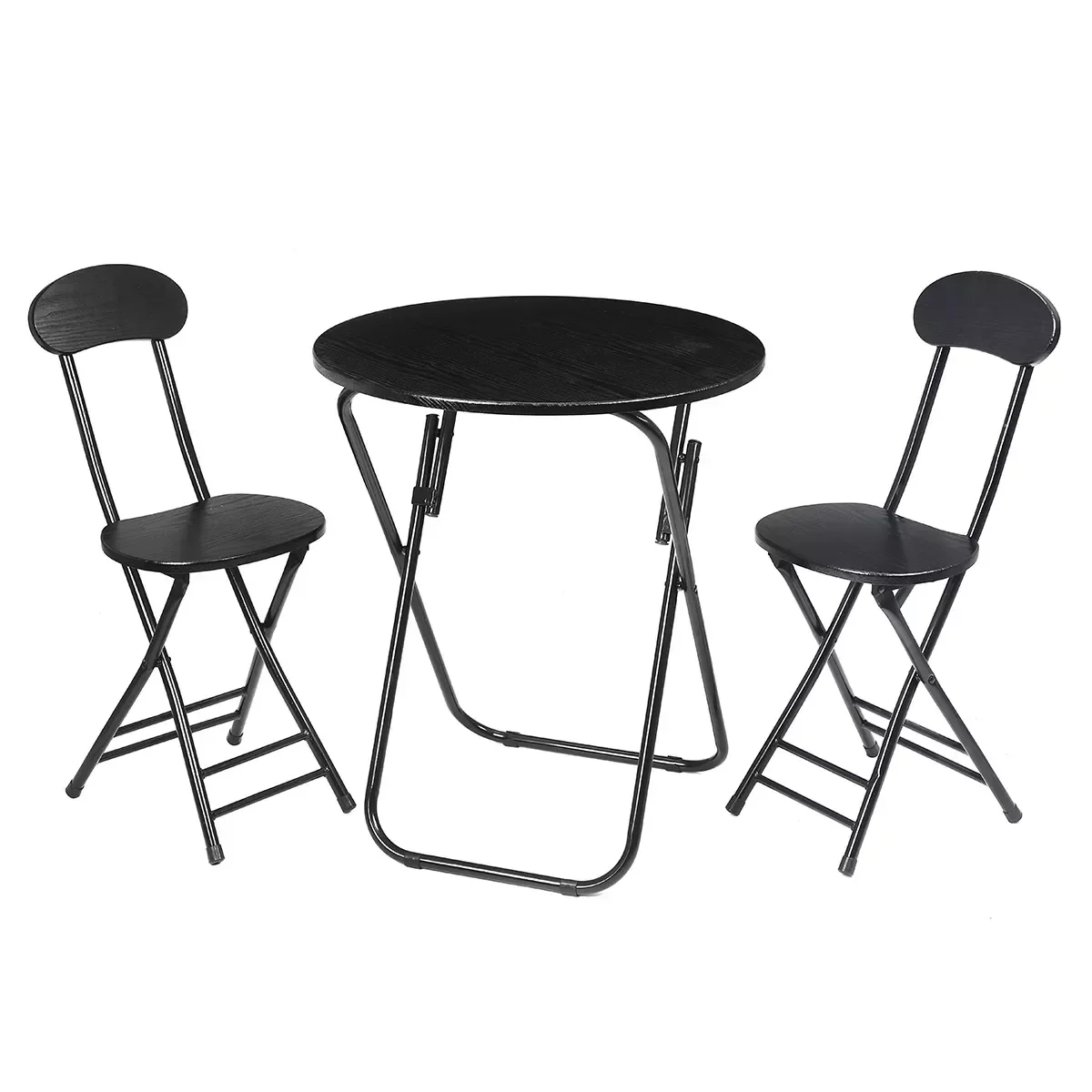 

Outdoor Waterproof Garden Furniture Set 3PCS Round Portable Folding Dining Table Chair Set Home Indoor Desk Camping Picnic Table