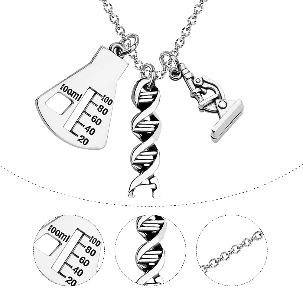 

Necklace Pendant Neck Chain Gift Microscope Teachers Day Clavicle Creative Science Charm Supplies Chemistry