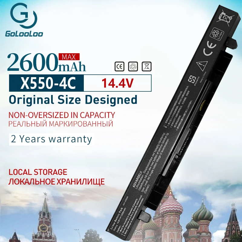 

Golooloo Laptop Battery 14.8V 2600mAh A41-X550A For Asus A41-X550 X450 X550C X550B X550V X450C X550CA X452EA X452C