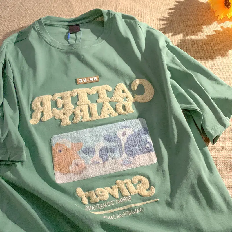 Футболка женская с коротким рукавом и вышивкой в стиле ретро |