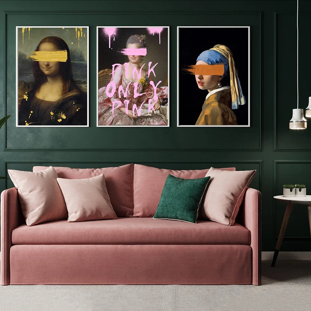 Скандинавская винтажная Настенная картина смешная Мона Лиза HD холст Постер и