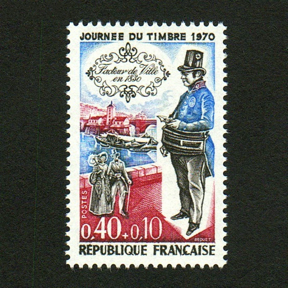 

1Pcs/Set New France Post Stamp 1970 The City Postman of The 19th Century Engraving Postage Stamps MNH