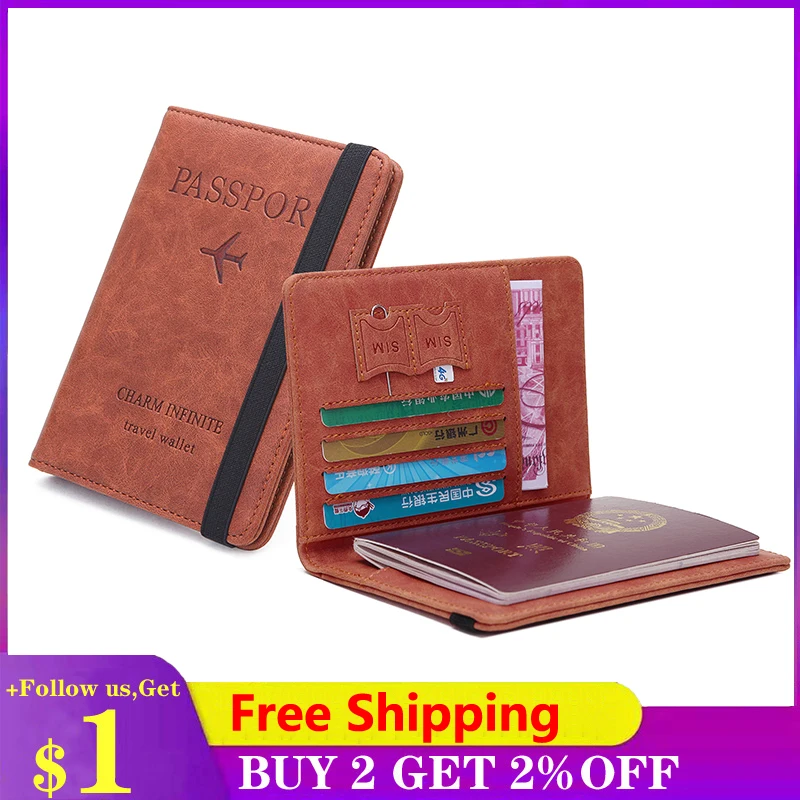 

Multi-Function Passport Covers Holder RFID Ultra Thin PU Leather Case ID Bank Card Vintage Business Abroad Travel Accessories