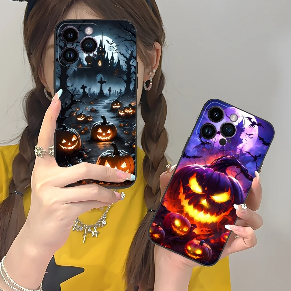 Чехол для мобильного телефона с тыквой на Хэллоуин iPhone 16 15 14 13 12 11 X XR XS 8 7 Pro Max Plus