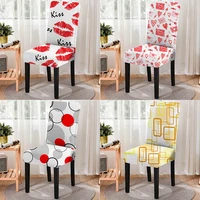 valentines day themed chair cover heart shape pattern stretch kitchen seat cover dust proof dining chair covers for home decor