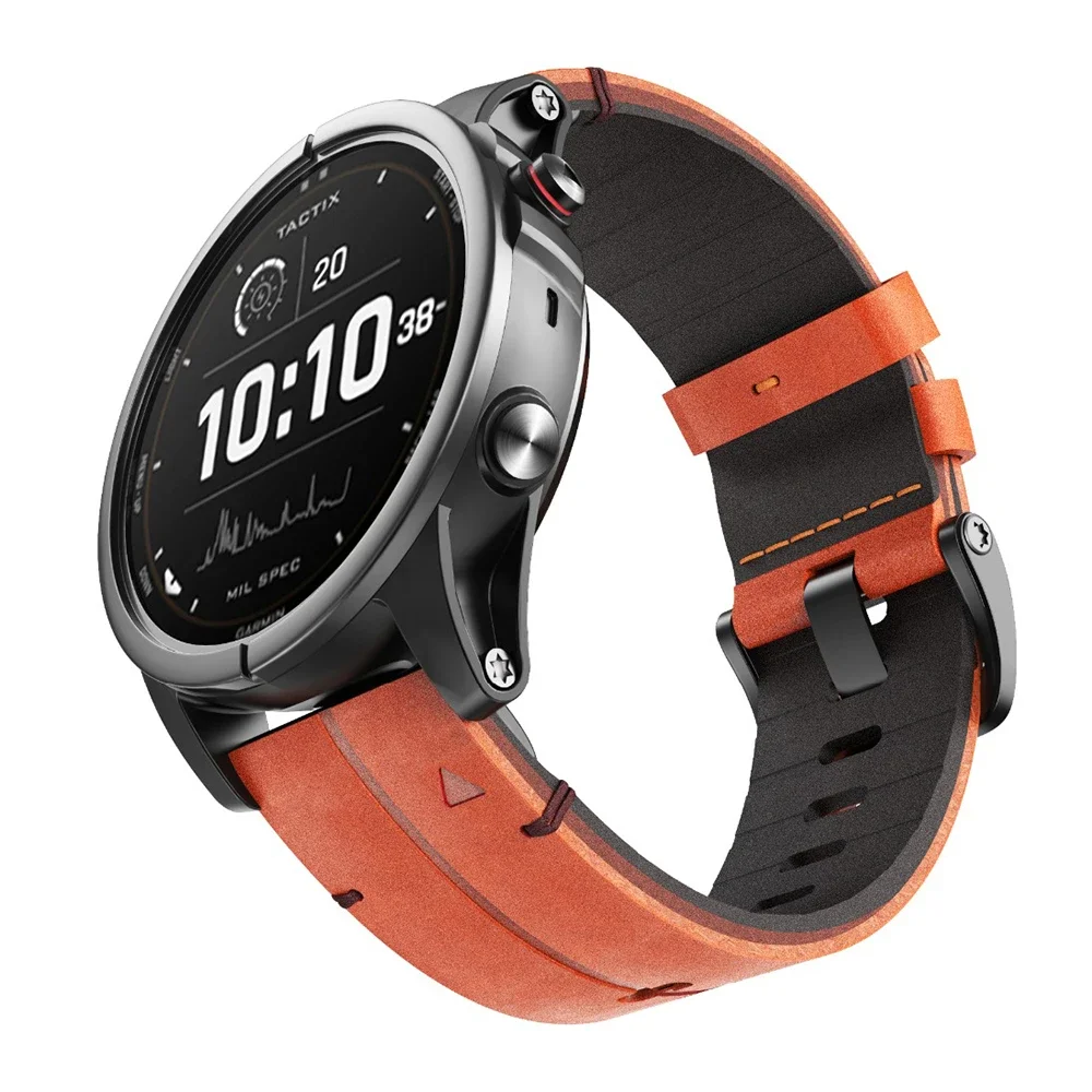 Ремешок для часов Garmin Fenix 8 (47 мм 51 мм) 7X/6X Pro/6X/5X/5X Plus из натуральной кожи 22 6/6 Pro/5/7 Band