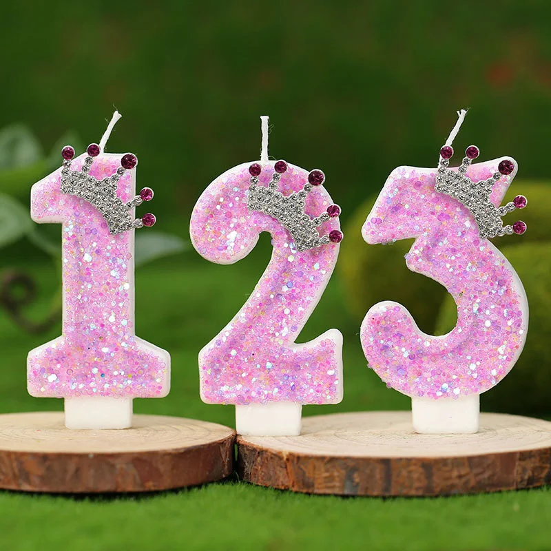 Мини-свеча с розовым номером товары для вечеринок девочек на день рождения