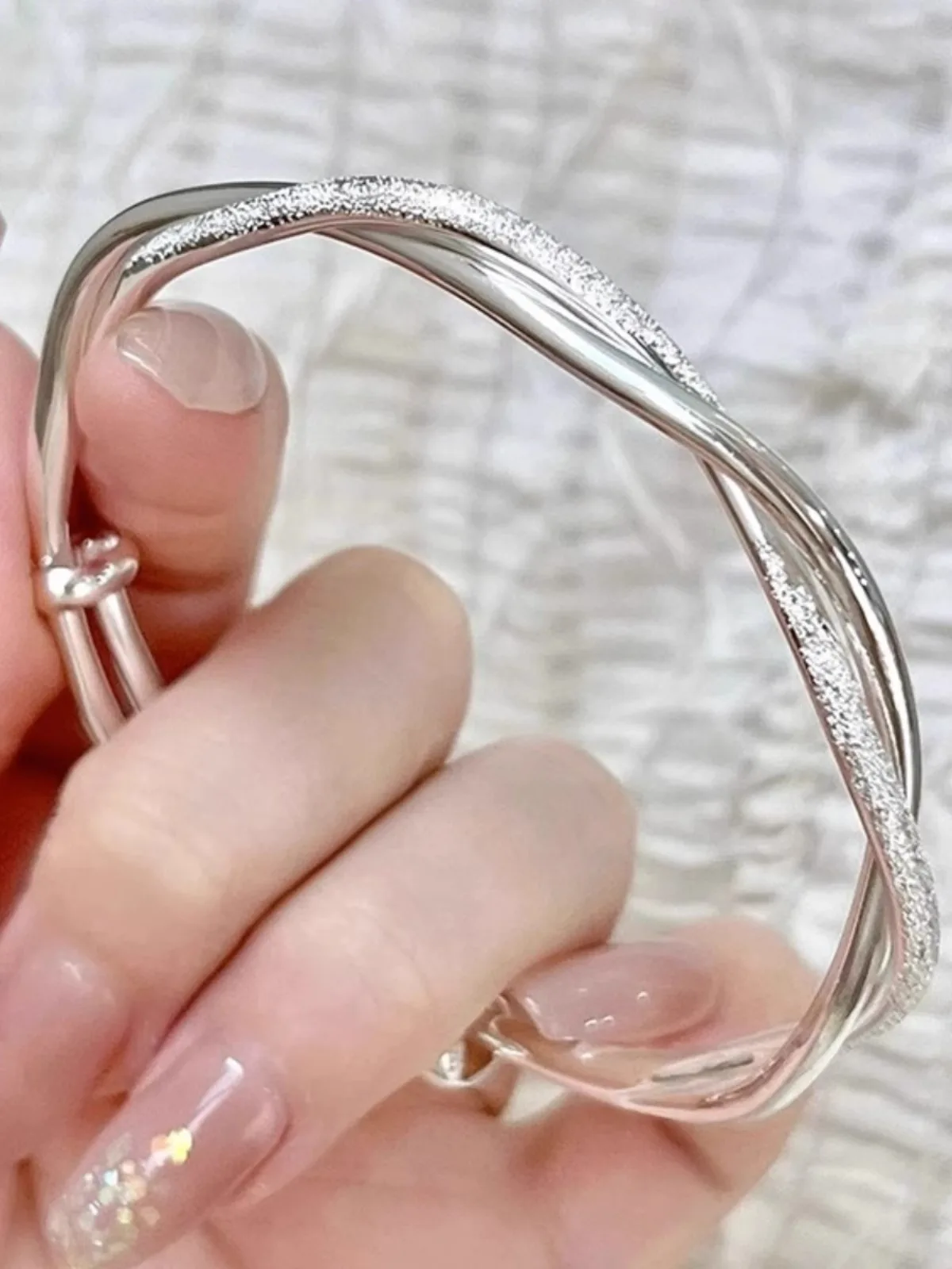 Кольцо Мебиуса браслет из стерлингового серебра женский чистого S925 однотонный