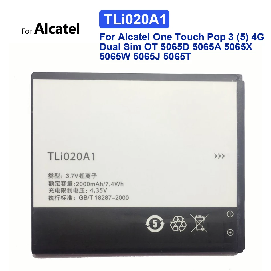 

New TLi020A1 Battery For Alcatel One Touch Pop 3 (5) 4G 5 Dual Sim OT 5065D 5065A 5065X 5065W 5065J 5065T Phone Batterie