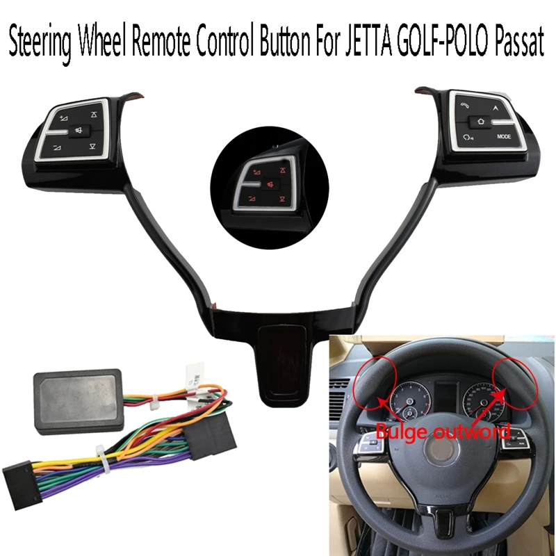 

Car Steering Wheel Remote Control Button Multi-Function Controller Switch Hubs Universal for Jetta Golf-Polo Passat
