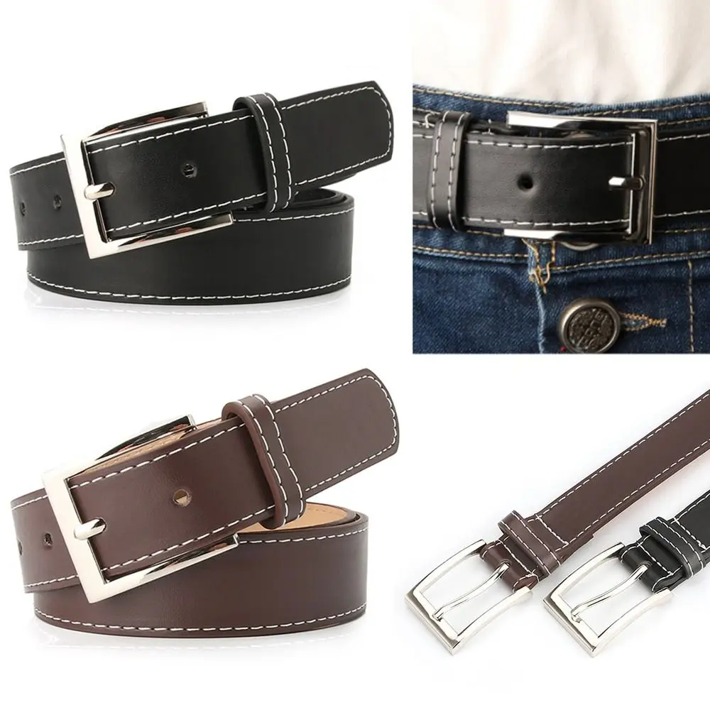 Fashion Simple Adjustable Women Men Waistband Waist Belts PU Leather Jeans Belts